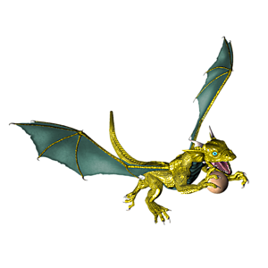 <b>Megaron</b> ist ein Drachenkind. Nun ist der richtige Moment, dem Kleinen Fliegen, Feuerspucken usw. beizubringen.