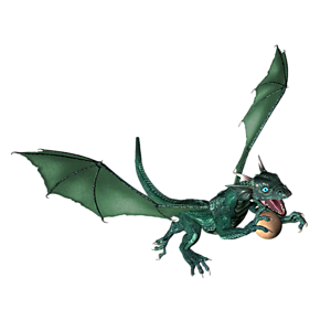 <b>Smaragd</b> ist ein Drachenkind. Nun ist der richtige Moment, dem Kleinen Fliegen, Feuerspucken usw. beizubringen.
