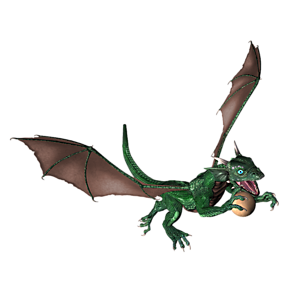 <b>Grüne Muräne 25 </b> ist ein Drachenkind. Nun ist der richtige Moment, dem Kleinen Fliegen, Feuerspucken usw. beizubringen.