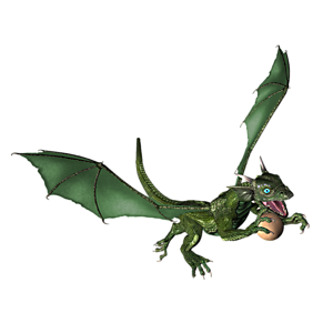 <b>Dracoignis</b> ist ein Drachenkind. Nun ist der richtige Moment, dem Kleinen Fliegen, Feuerspucken usw. beizubringen.
