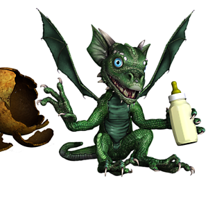 <b>Aikoni</b> ist ein weibliches Drachenbaby. Mit der richtigen Pflege wird es schnell wachsen und stark genug zum Fliegen werden.