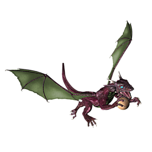 <b>Luthoesk</b> ist ein Drachenkind. Nun ist der richtige Moment, dem Kleinen Fliegen, Feuerspucken usw. beizubringen.